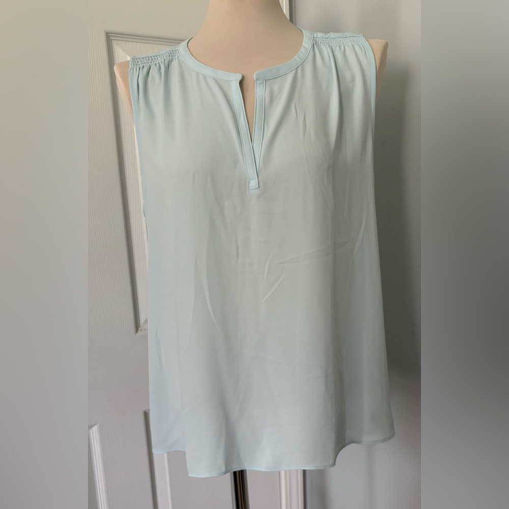 LOFT Light Teal Blue Sleeveless Blouse
